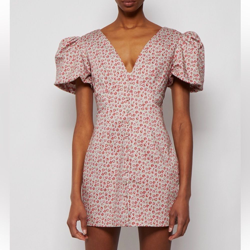 Pedra Bonita LHD Rose Print Puff Sleeve Mini Dress